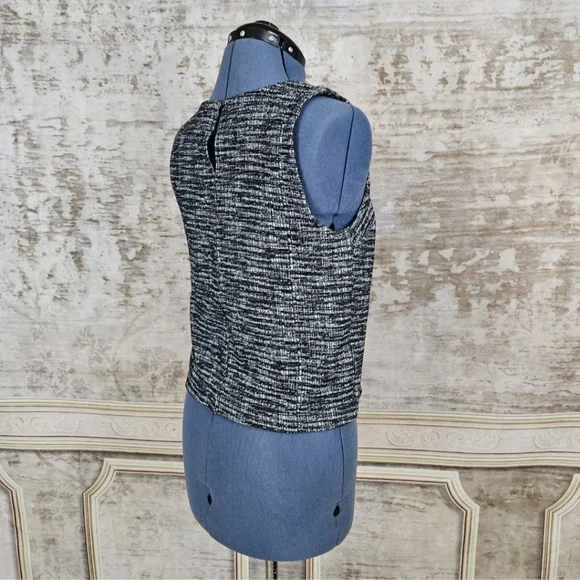 Banana Republic Small Shell Tank Top Black White Blouse Office Career Tweed S - Picture 7 of 9